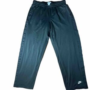 Vtg Nike Mens XL Black Lined Track Pants Mini Swoosh‎ Wide Leg 90s Streetwear